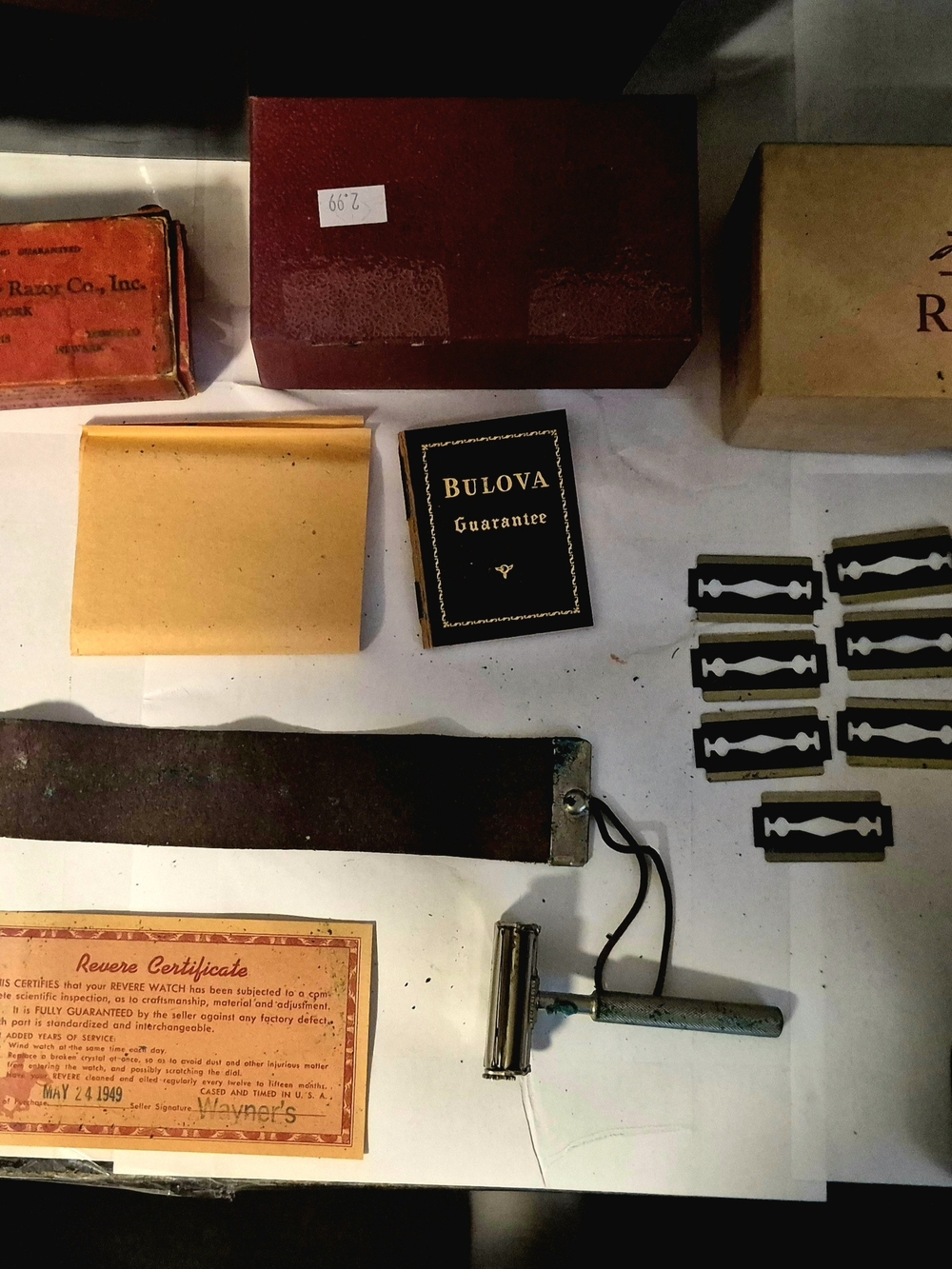 Vintage Collector Lot: AutoStrop Safety Razor Set & 1949 Watch Box Papers